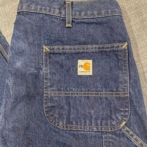 Carhartt FR Flame Resistant Work Pants Mens 38x34 Indigo Blue Denim FRB13-DNM